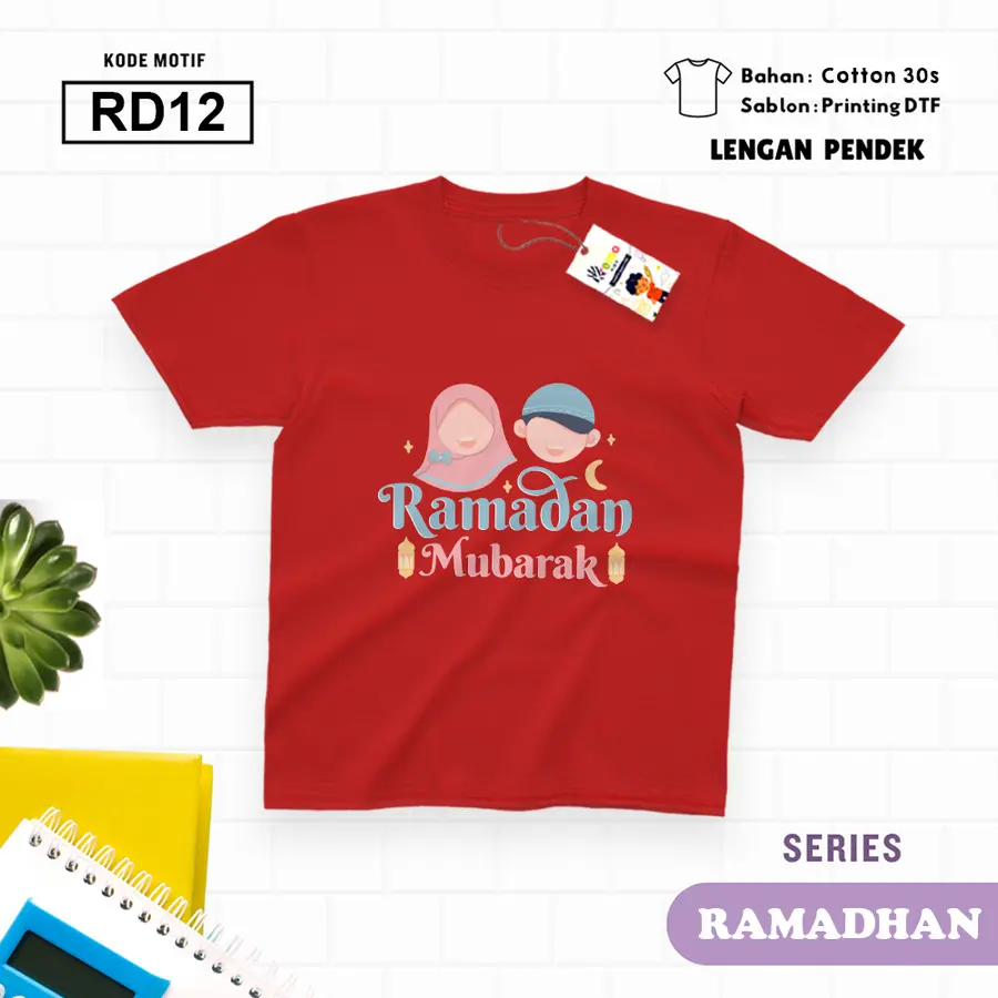 RD12 - Kaos Dewasa Cotton 30s Pendek [Varian: M / Biru Turkish]
