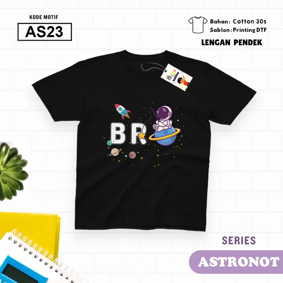 AS23 - Kaos Kids/Junior Cotton 30s Pendek [Varian: S Kids (1-2 y) / Biru Turkish]