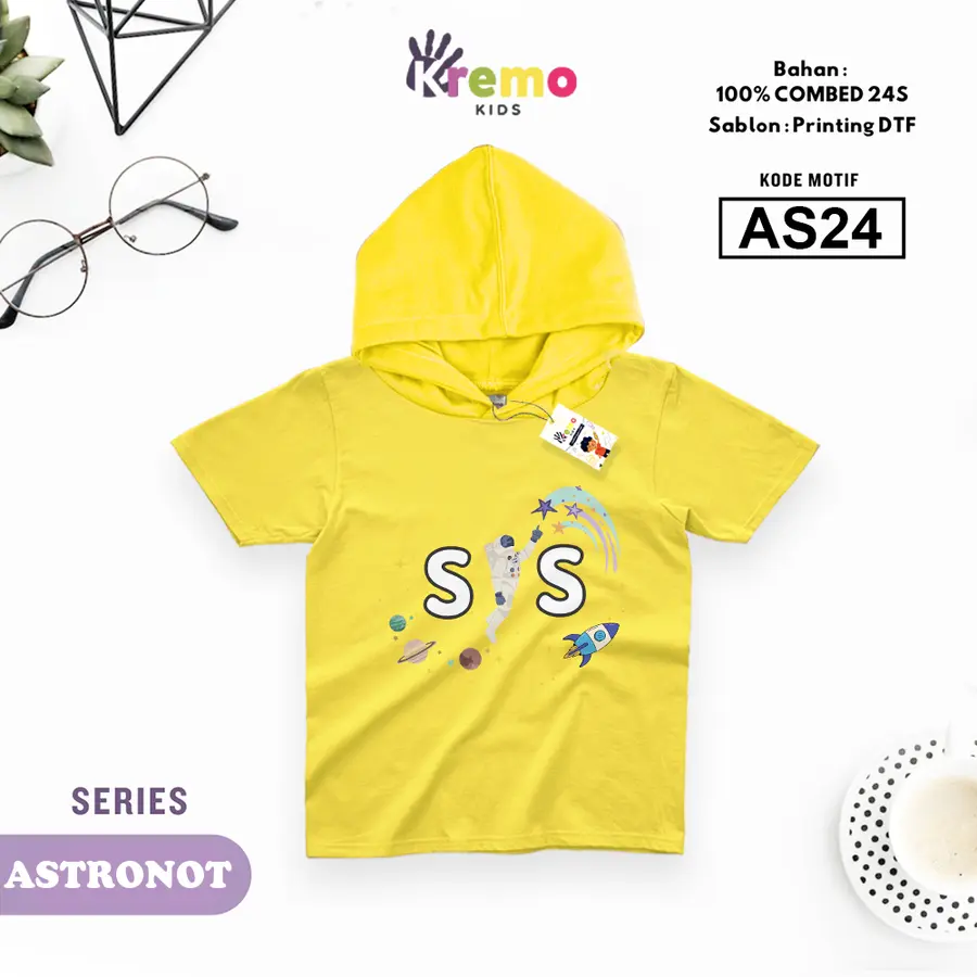 AS24 - Hoodie Kids Combed 24s Pendek [Varian: S (3-4 y) / Biru]