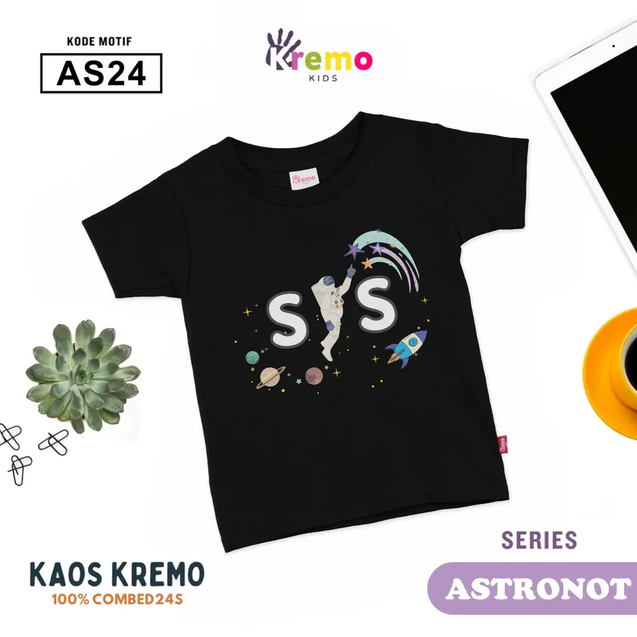 AS24 - Kaos Kids Combed 24s Pendek [Varian: S (3-4 y) / Biru]