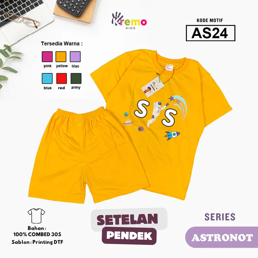 AS24 - Setelan Kids Combed 30s Pendek [Varian: S (3-4 y) / Army]