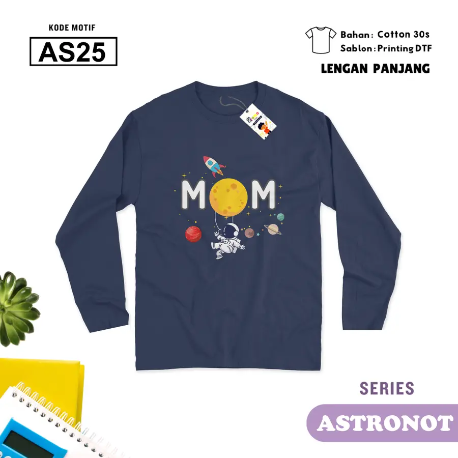 AS25 - Kaos Kids/Junior Cotton 30s Panjang [Varian: S Kids (1-2 y) / Biru Turkish]