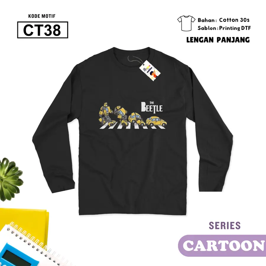CT38 - Kaos Kids/Junior Cotton 30s Panjang [Varian: S Kids (1-2 y) / Biru Turkish]