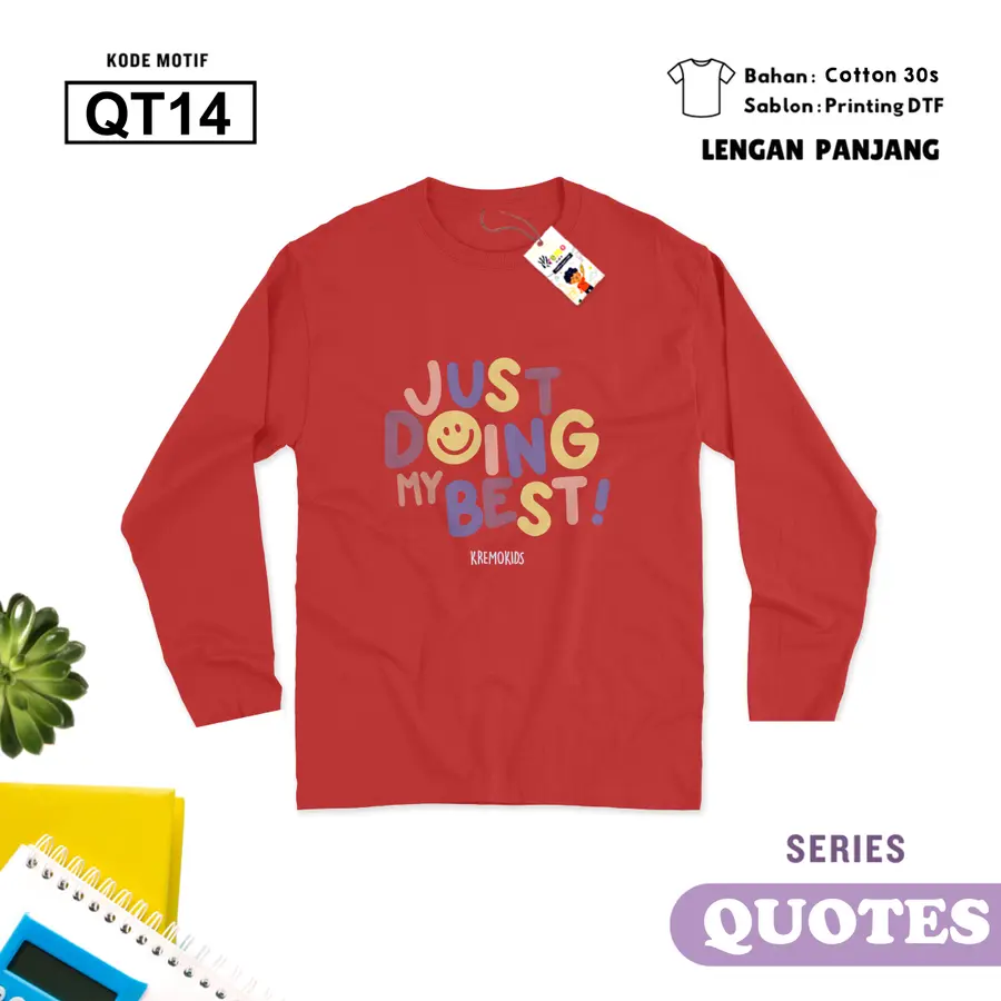 QT14 - Kaos Dewasa Cotton 30s Panjang [Varian: M / Hitam]