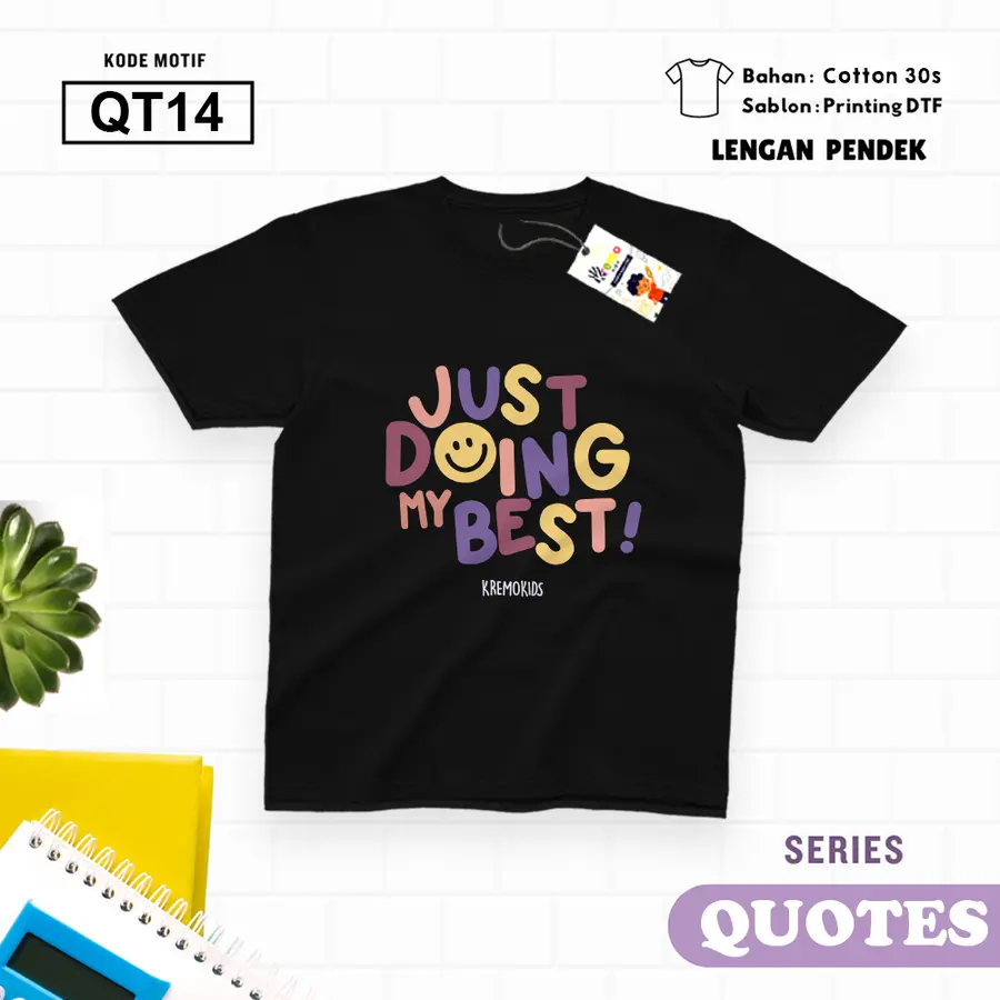 QT14- Kaos Kids/Junior Cotton 30s Pendek [Varian: L Junior (11-12 y) / Biru Turkish]