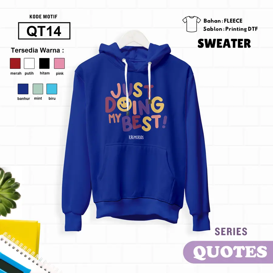 QT14 - Sweater Kids Fleece Panjang [Varian: L (5-6 y) / Biru]