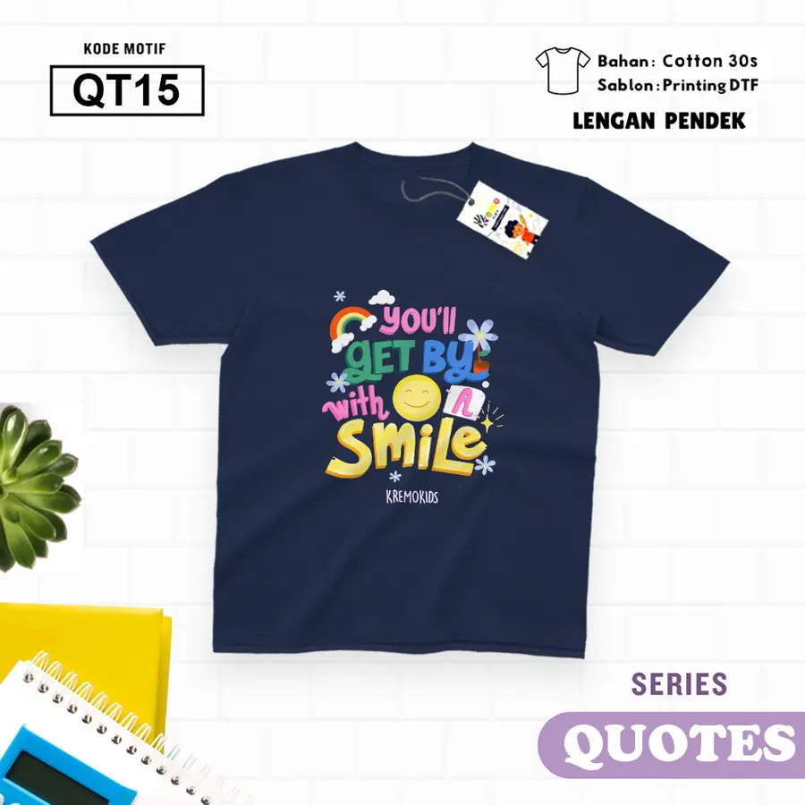QT15 - Kaos Kids/Junior Cotton 30s Pendek [Varian: L Junior (11-12 y) / Biru Turkish]