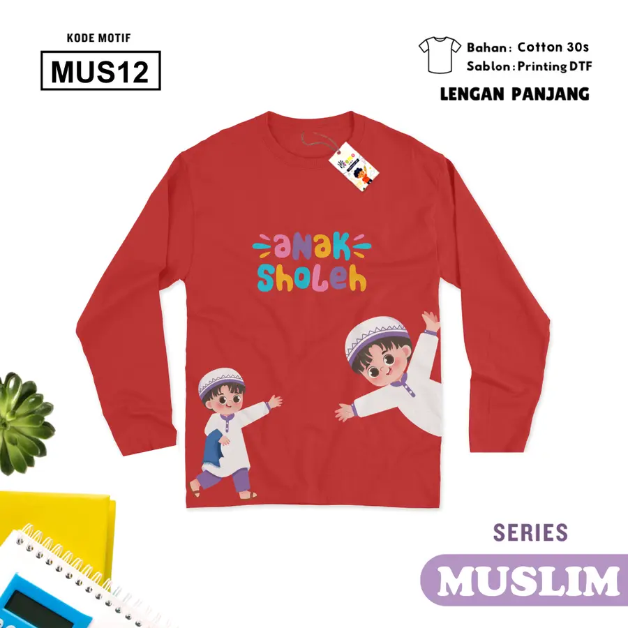 MUS12 - Kaos Dewasa Cotton 30s Panjang [Varian: M / Hitam]