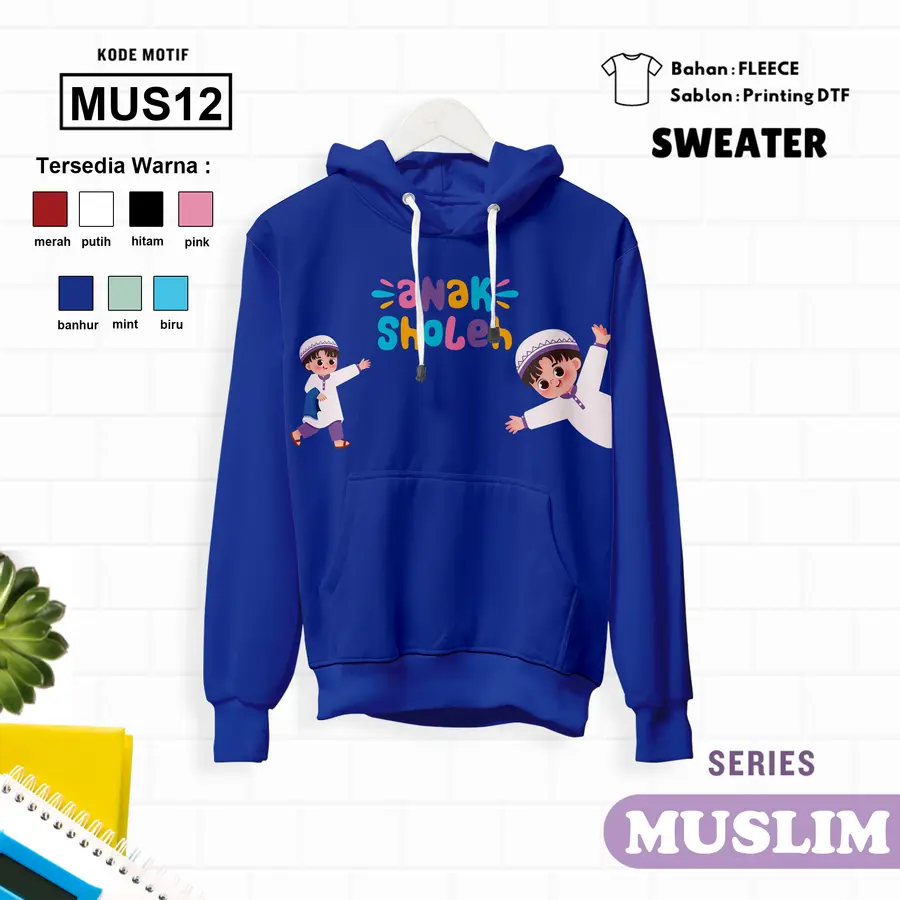MUS12 - Sweater Kids Fleece Panjang [Varian: L (5-6 y) / Biru]