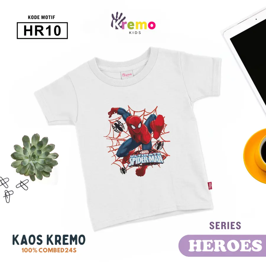 HR10 - Kaos Kids Combed 24s Pendek [Varian: S (3-4 y) / Biru]