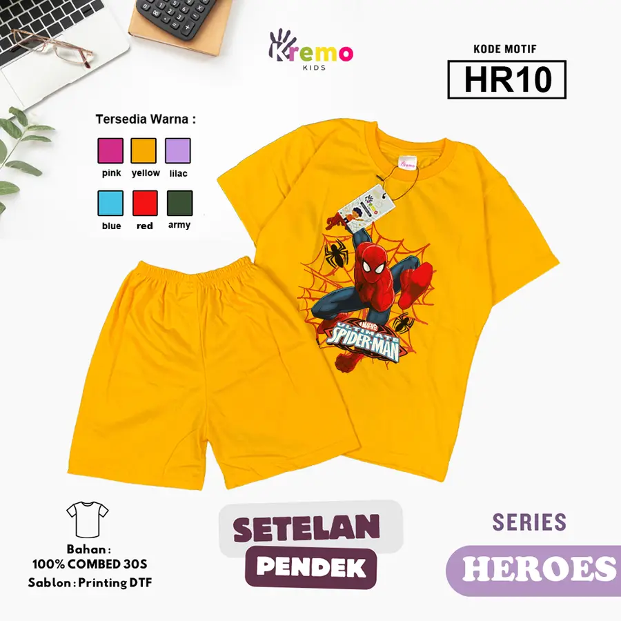 HR10 - Setelan Kids Combed 30s Pendek [Varian: S (3-4 y) / Army]