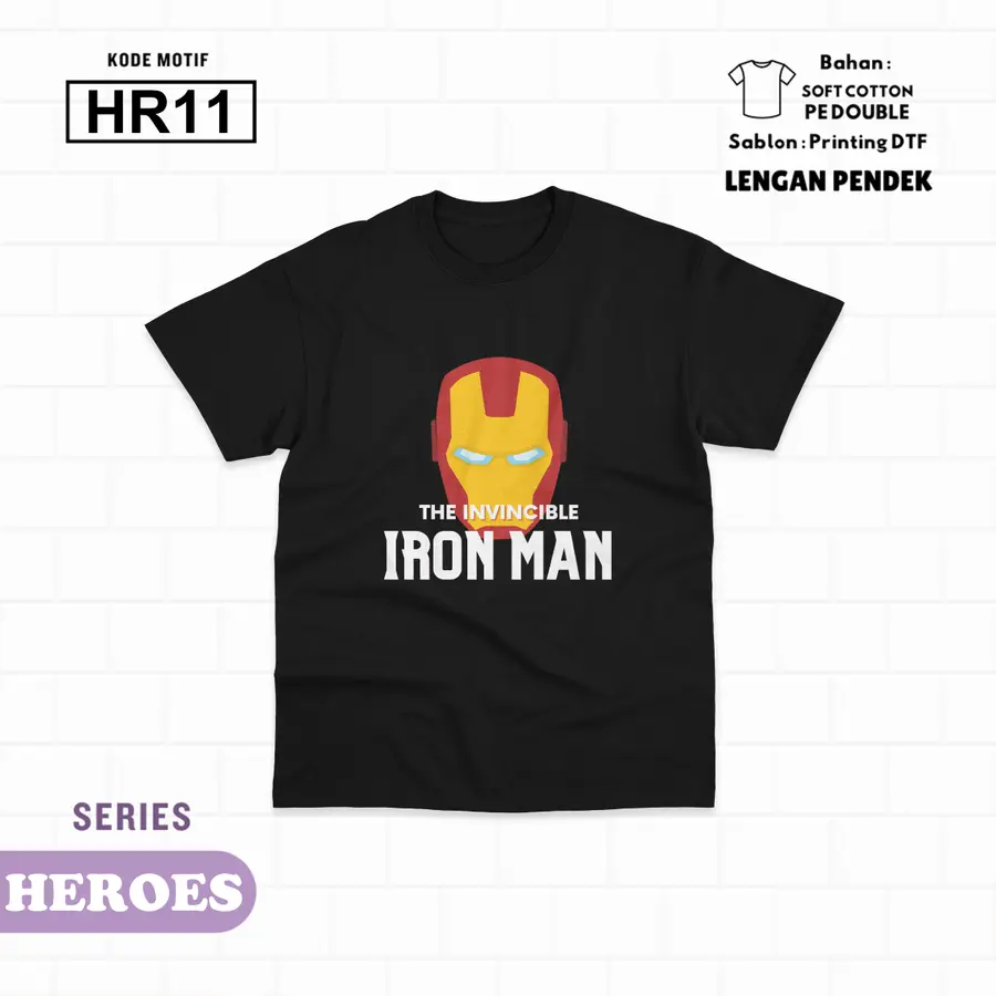 HR11 - Kaos Kids Soft Cotton Pendek [Varian: L (5-6 y) / Hitam]