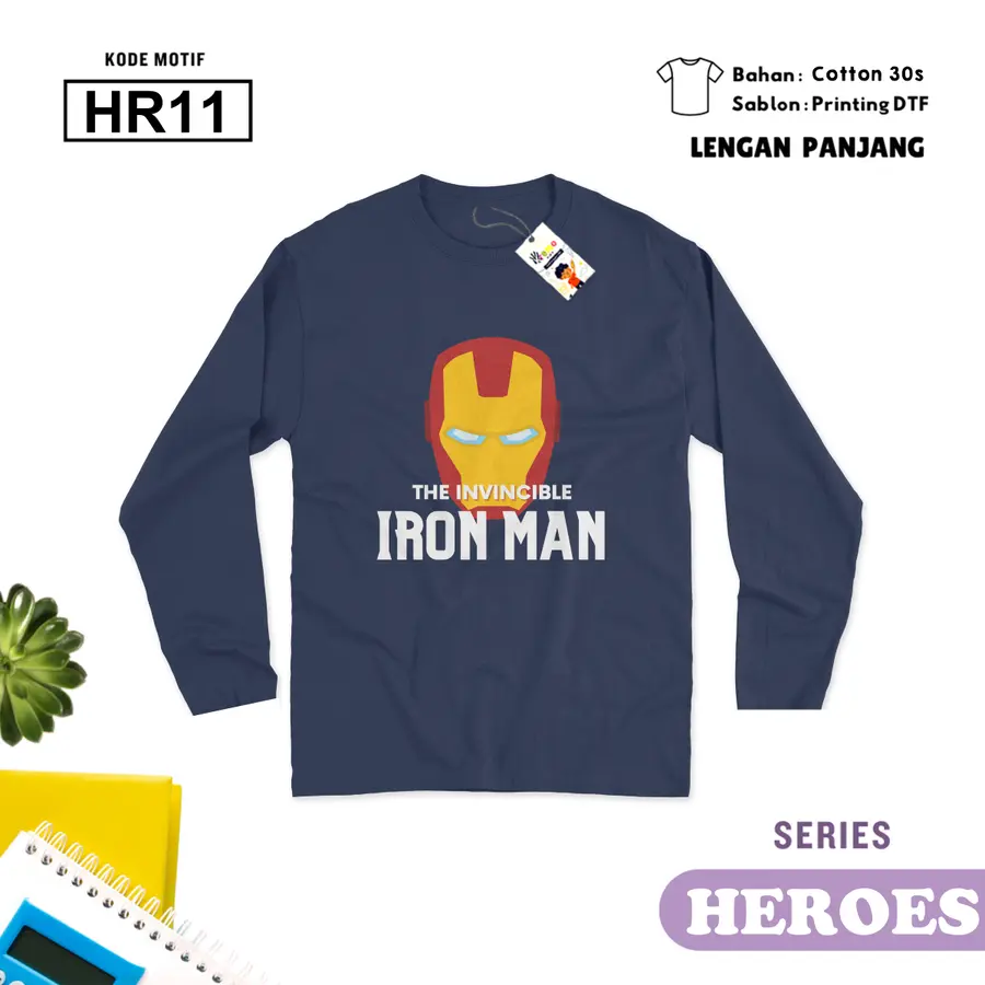 HR11 - Kaos Kids/Junior Cotton 30s Panjang [Varian: S Kids (1-2 y) / Biru Turkish]