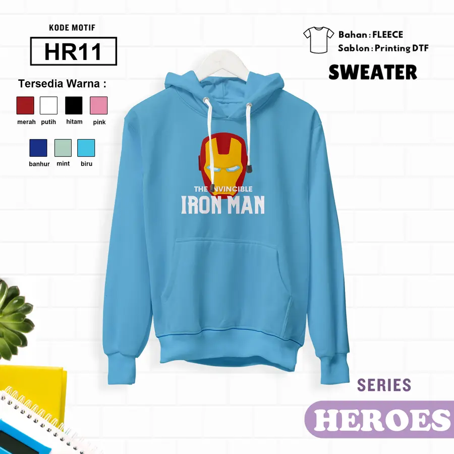 HR11 - Sweater Kids Fleece Panjang [Varian: L (5-6 y) / Biru]