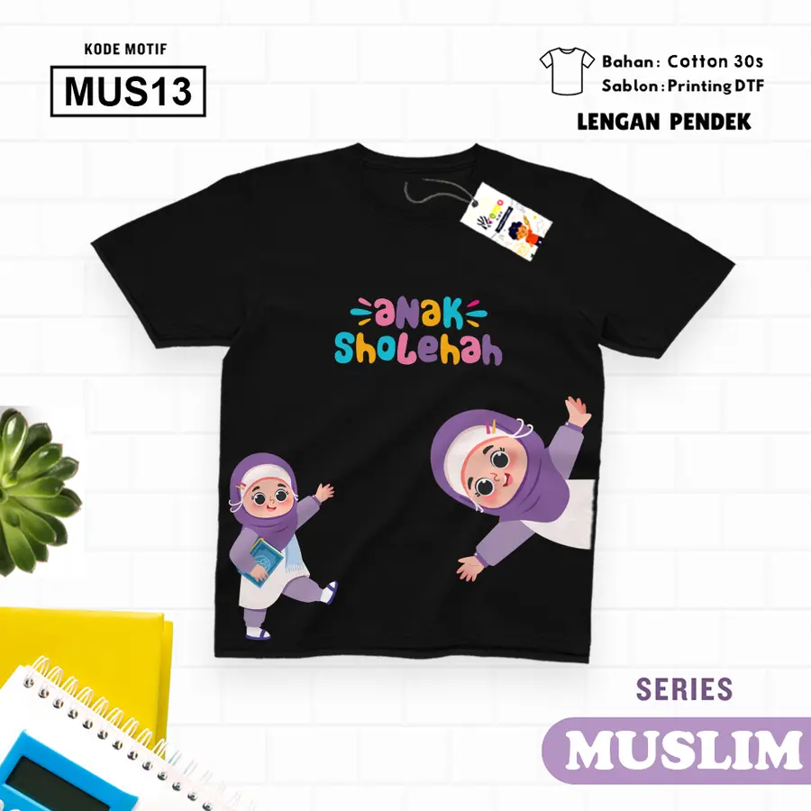 MUS13 - Kaos Kids/Junior Cotton 30s Pendek [Varian: S Kids (1-2 y) / Biru Turkish]