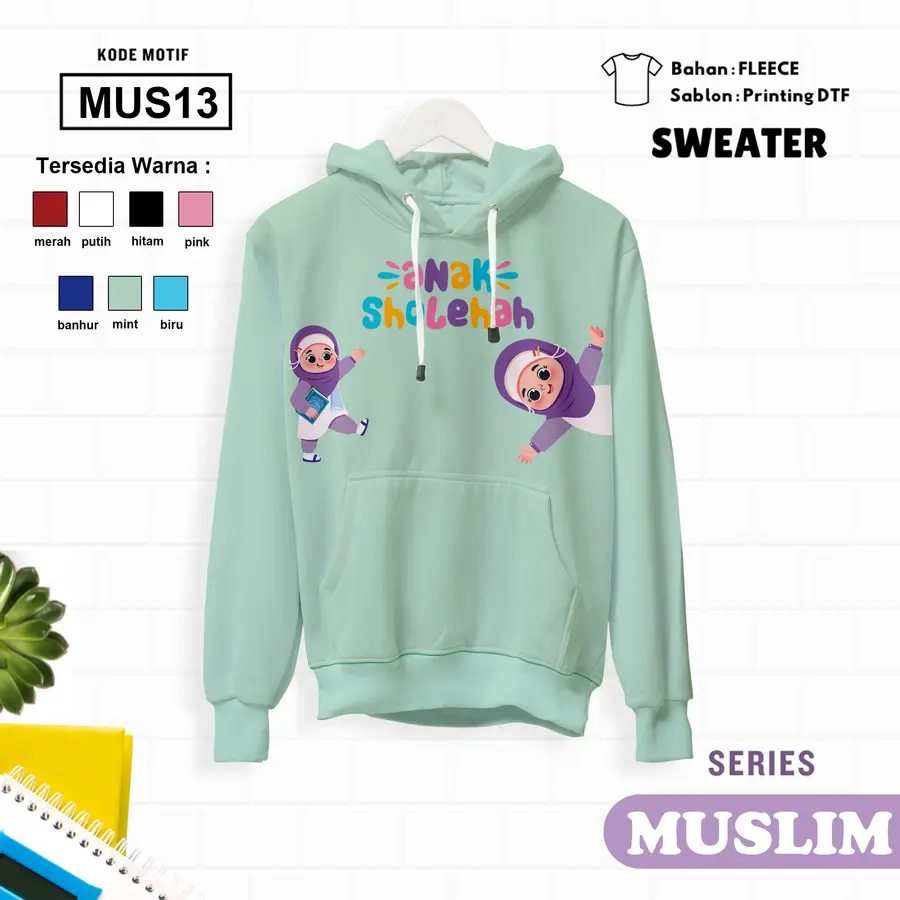 MUS13 - Sweater Kids Fleece Panjang [Varian: L (5-6 y) / Biru]