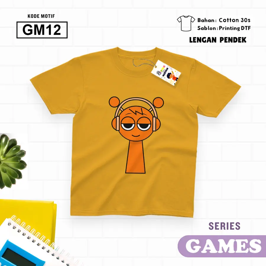 GM12 - Kaos Kids/Junior Cotton 30s Pendek [Varian: S Kids (1-2 y) / Biru Turkish]
