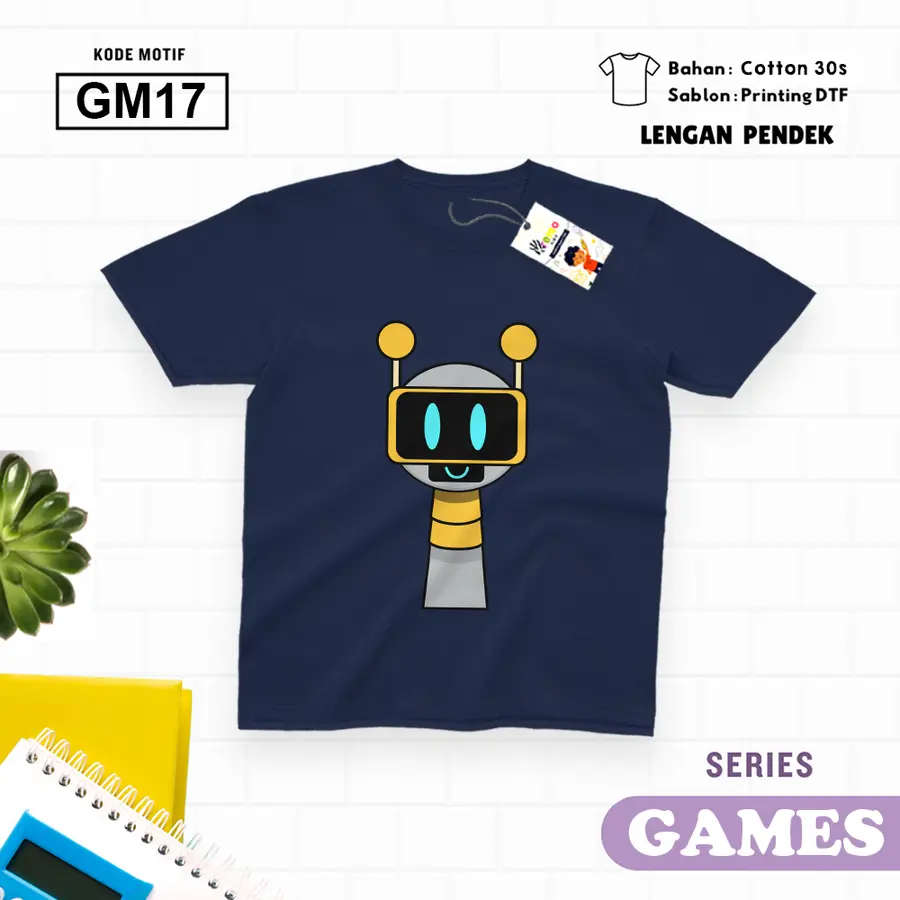 GM17 - Kaos Kids/Junior Cotton 30s Pendek [Varian: S Kids (1-2 y) / Biru Turkish]