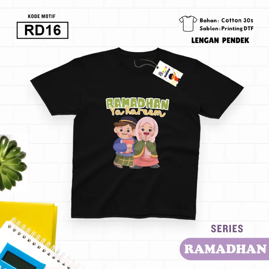 RD16 - Kaos Dewasa Cotton 30s Pendek [Varian: M / Biru Turkish]