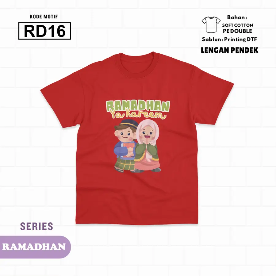 RD16 - Kaos Kids Soft Cotton Pendek [Varian: L (5-6 y) / Hitam]