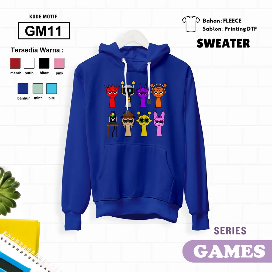 GM11 - Sweater Kids Fleece Panjang [Varian: L (5-6 y) / Biru]