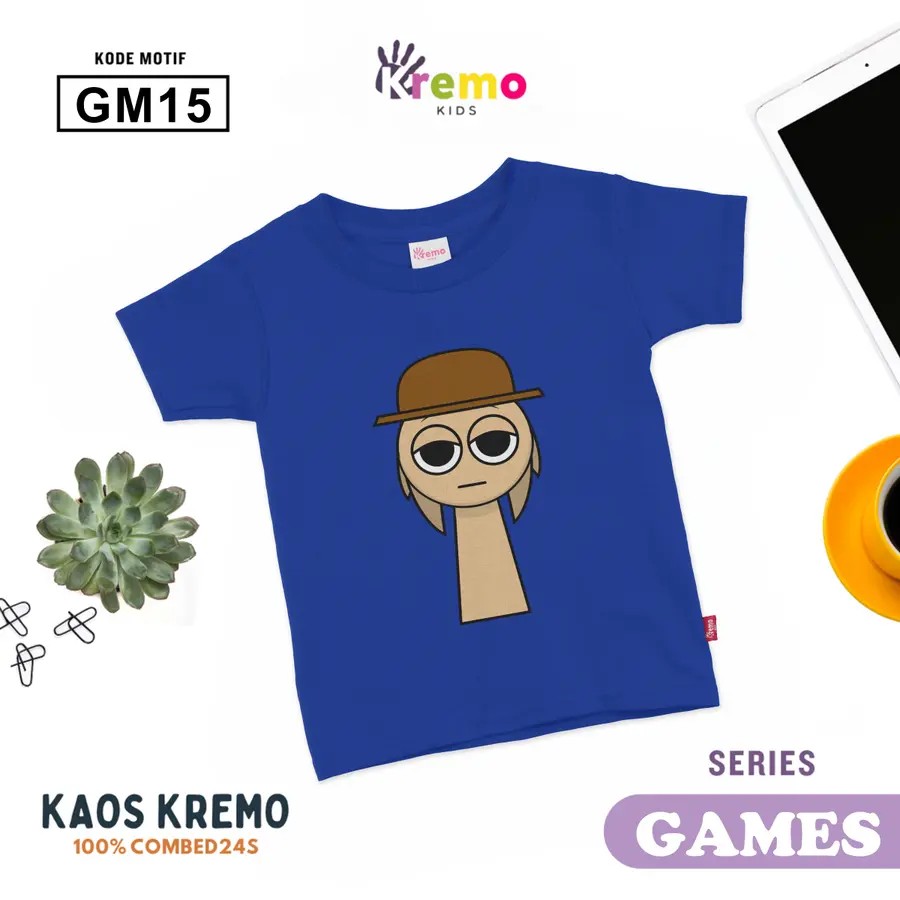 GM15 - Kaos Kids Combed 24s Pendek [Varian: S (3-4 y) / Biru]