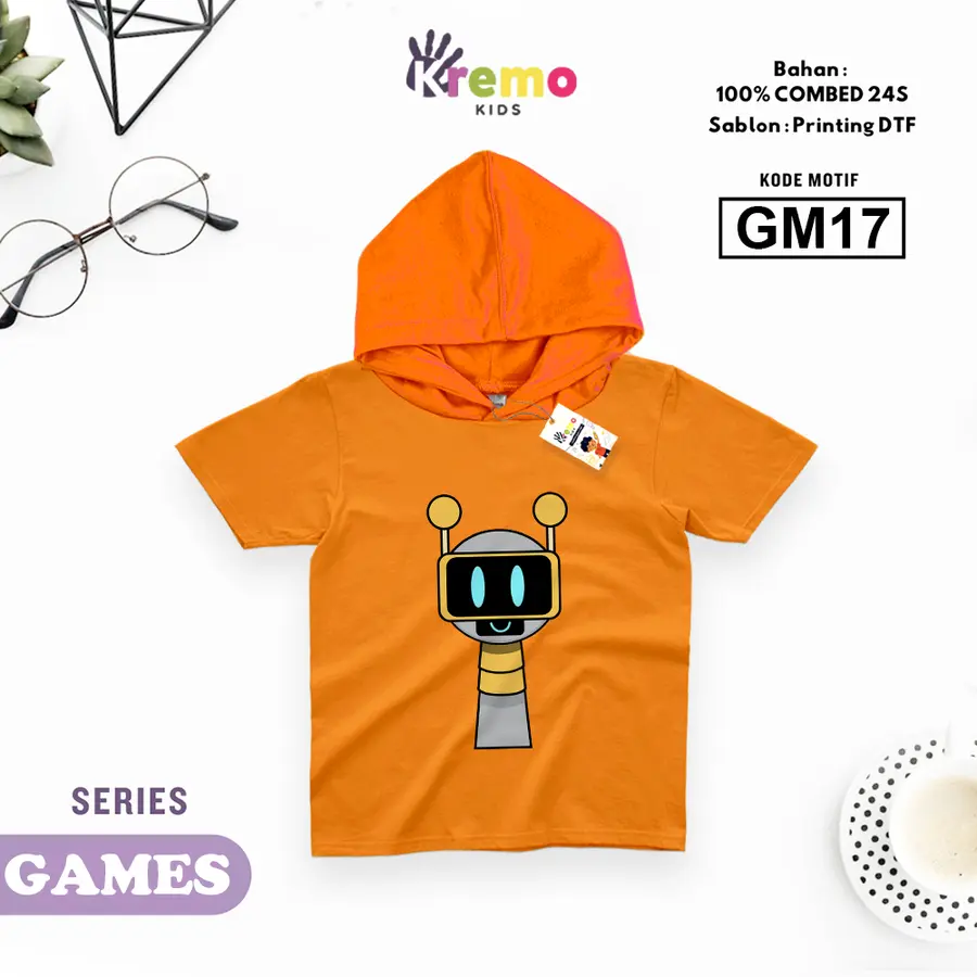 GM17 - Hoodie Kids Combed 24s Pendek [Varian: S (3-4 y) / Biru]