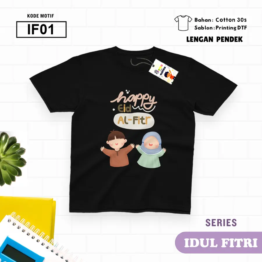 IF01 - Kaos Dewasa Cotton 30s Pendek [Varian: M / Biru Turkish]