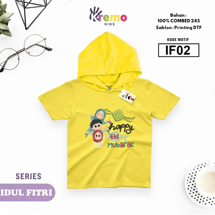 IF02 - Hoodie Kids Combed 24s Pendek [Varian: S (3-4 y) / Biru]