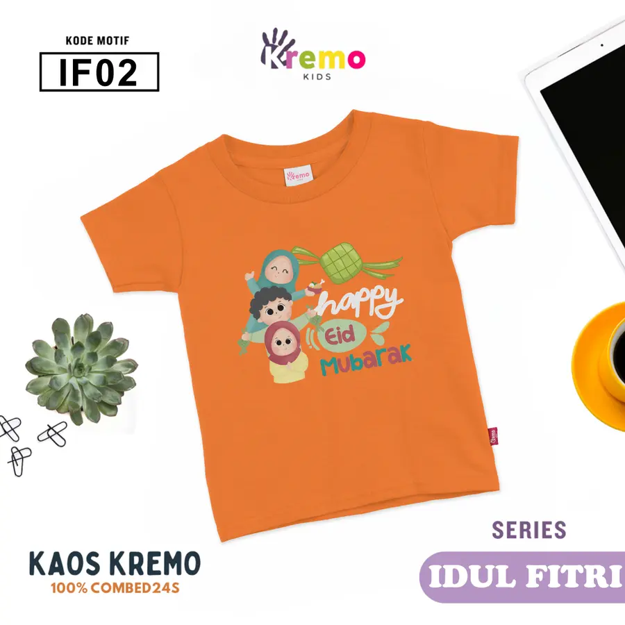 IF02 - Kaos Kids Combed 24s Pendek [Varian: S (3-4 y) / Biru]