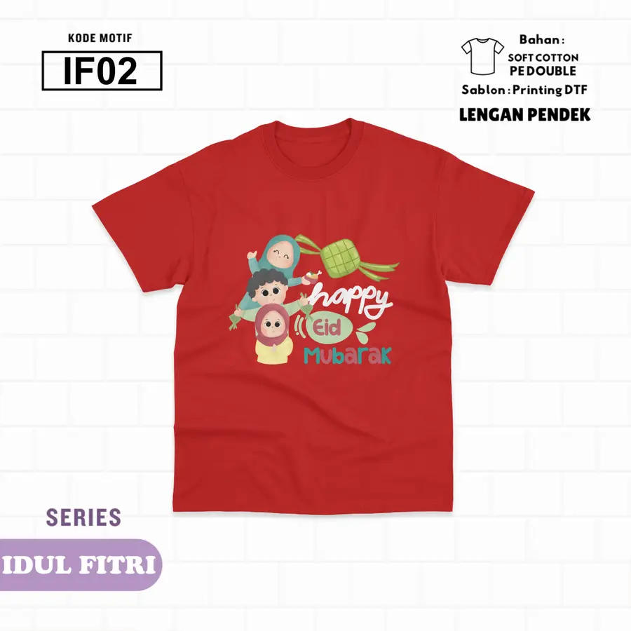 IF02 - Kaos Kids Soft Cotton Pendek [Varian: L (5-6 y) / Hitam]