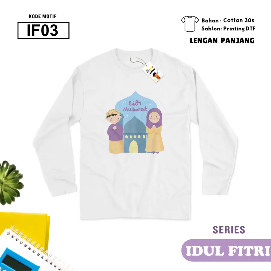 IF03 - Kaos Kids/Junior Cotton 30s Panjang [Varian: S Kids (1-2 y) / Biru Turkish]