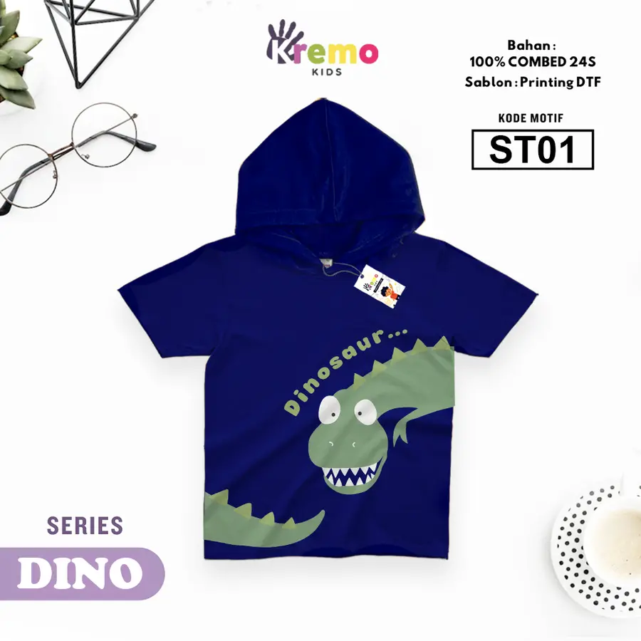 ST01 - Hoodie Kids Combed 24s Pendek [Varian: S (3-4 y) / Biru]