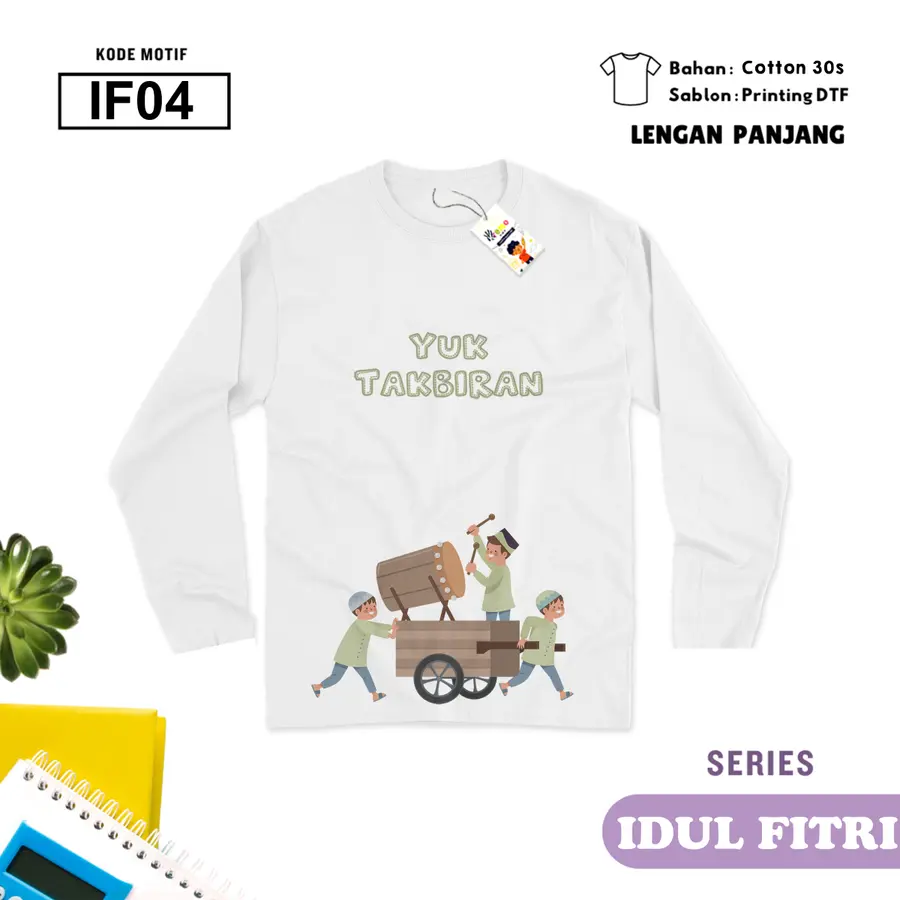 IF04 - Kaos Dewasa Cotton 30s Panjang [Varian: M / Hitam]