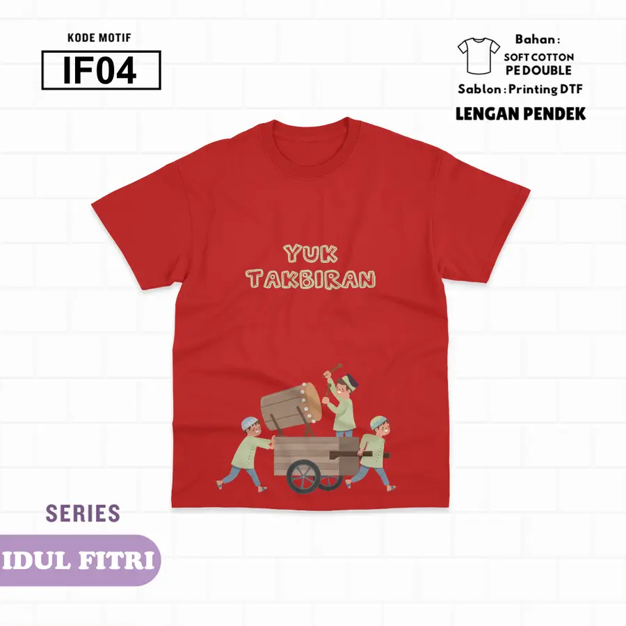 IF04 - Kaos Kids Soft Cotton Pendek [Varian: L (5-6 y) / Hitam]