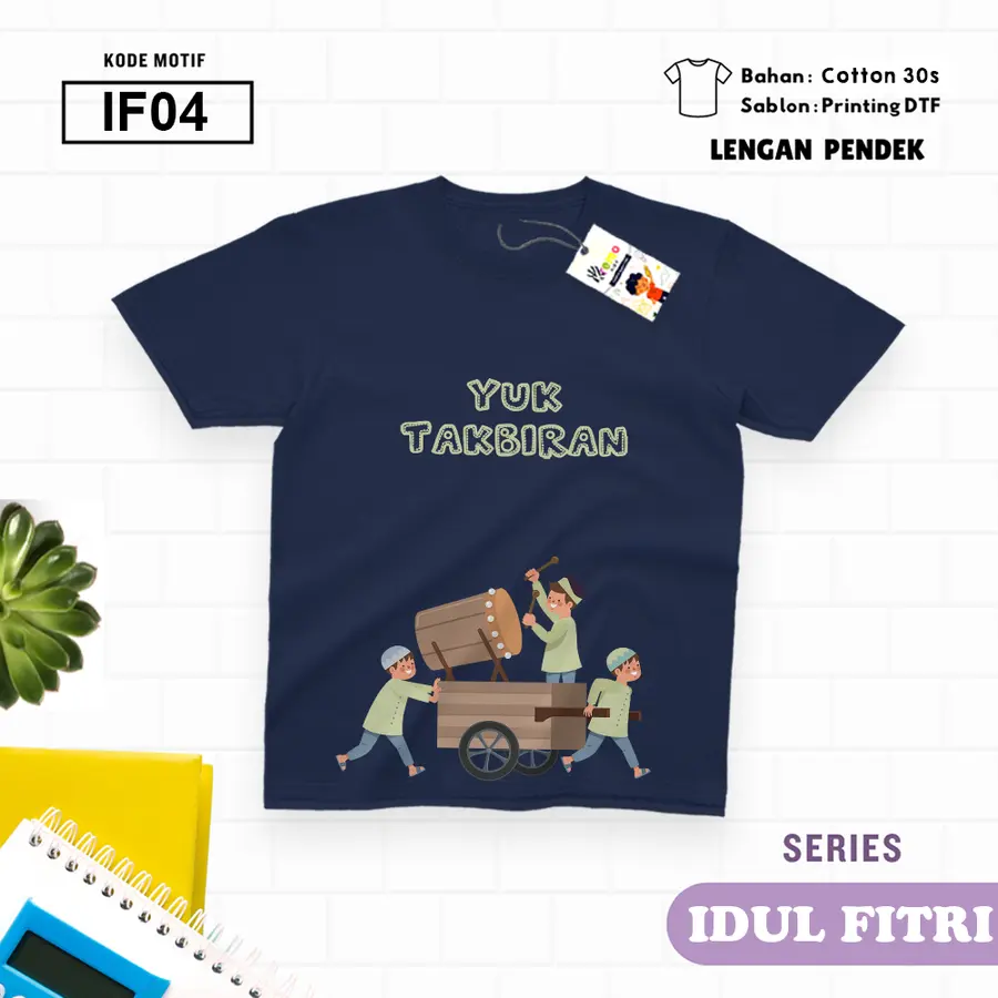IF04 - Kaos Kids/Junior Cotton 30s Pendek [Varian: S Kids (1-2 y) / Biru Turkish]