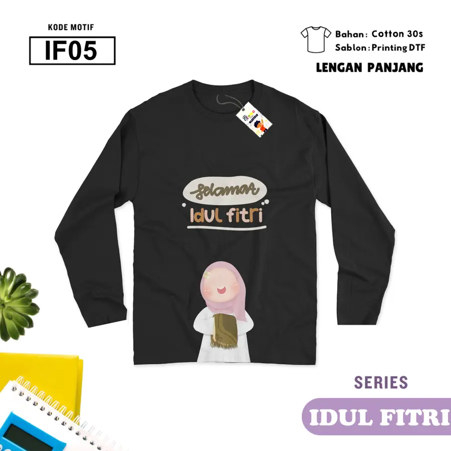 IF05 - Kaos Kids/Junior Cotton 30s Panjang [Varian: S Kids (1-2 y) / Biru Turkish]