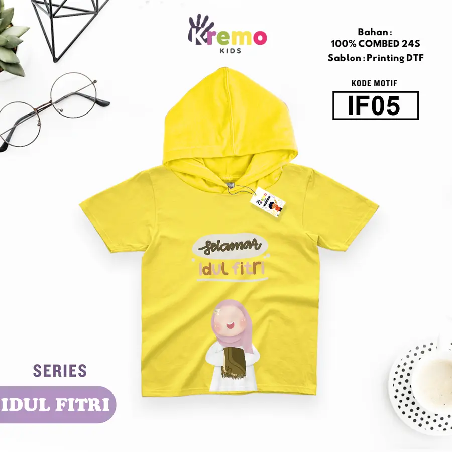 IF05 - Hoodie Kids Combed 24s Pendek [Varian: S (3-4 y) / Biru]