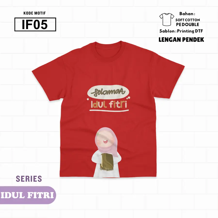 IF05 - Kaos Kids Soft Cotton Pendek [Varian: L (5-6 y) / Hitam]