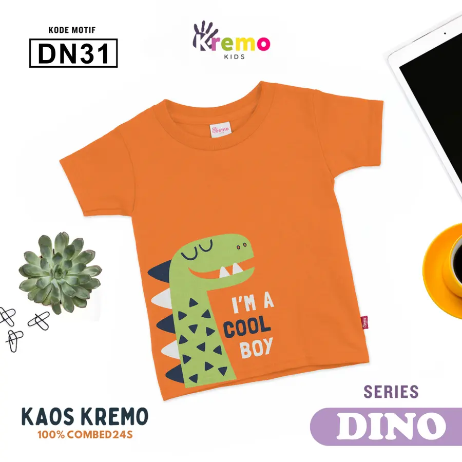 DN31 - Kaos Kids Combed 24s Pendek [Varian: S (3-4 y) / Biru]