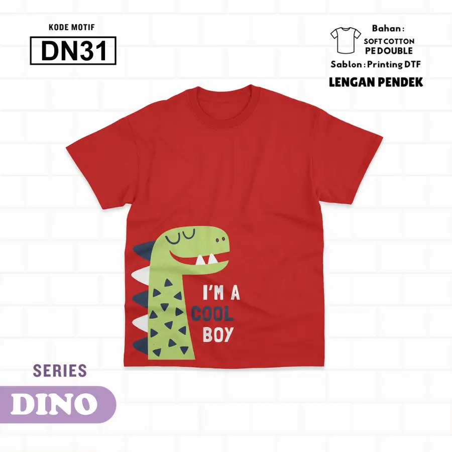 DN31 - Kaos Kids Soft Cotton Pendek [Varian: L (5-6 y) / Hitam]
