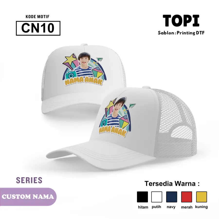 CN10 - Topi (CUSTOM NAMA & FOTO) [Varian: Hitam]