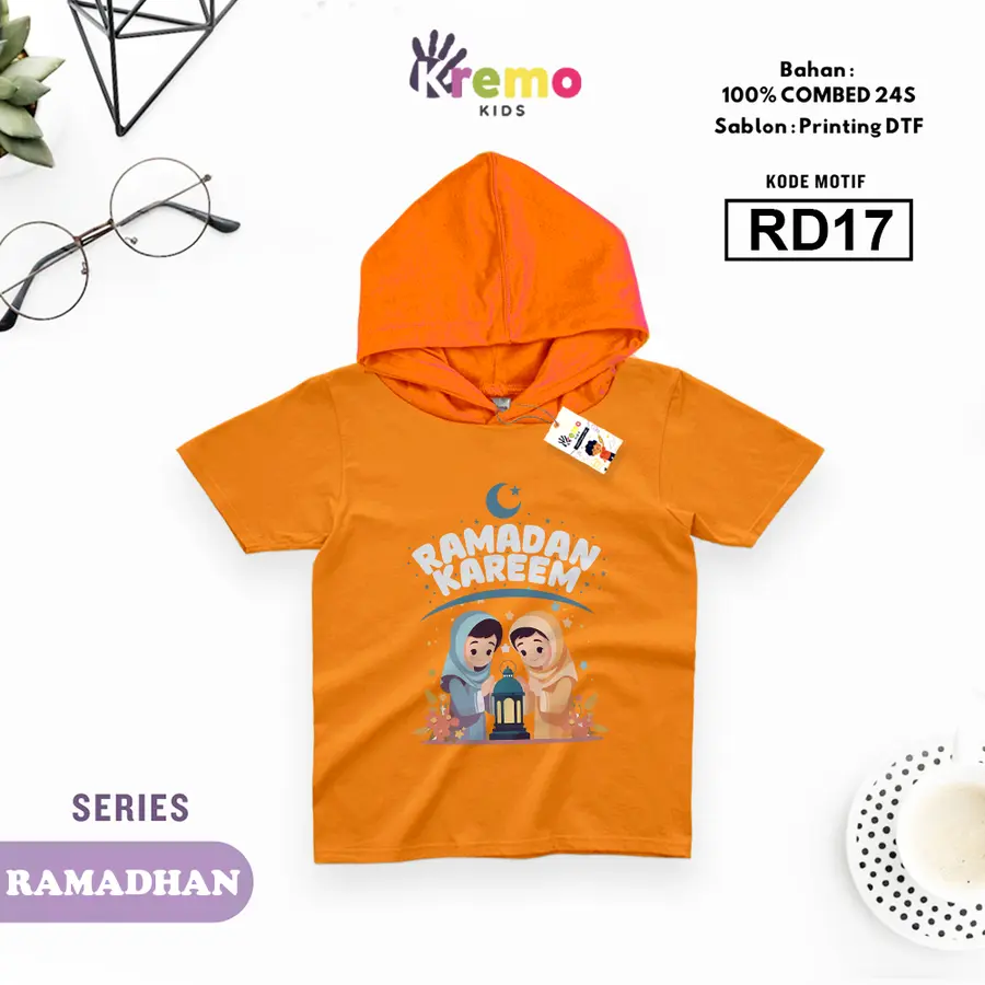 RD17 - Hoodie Kids Combed 24s Pendek [Varian: S (3-4 y) / Biru]
