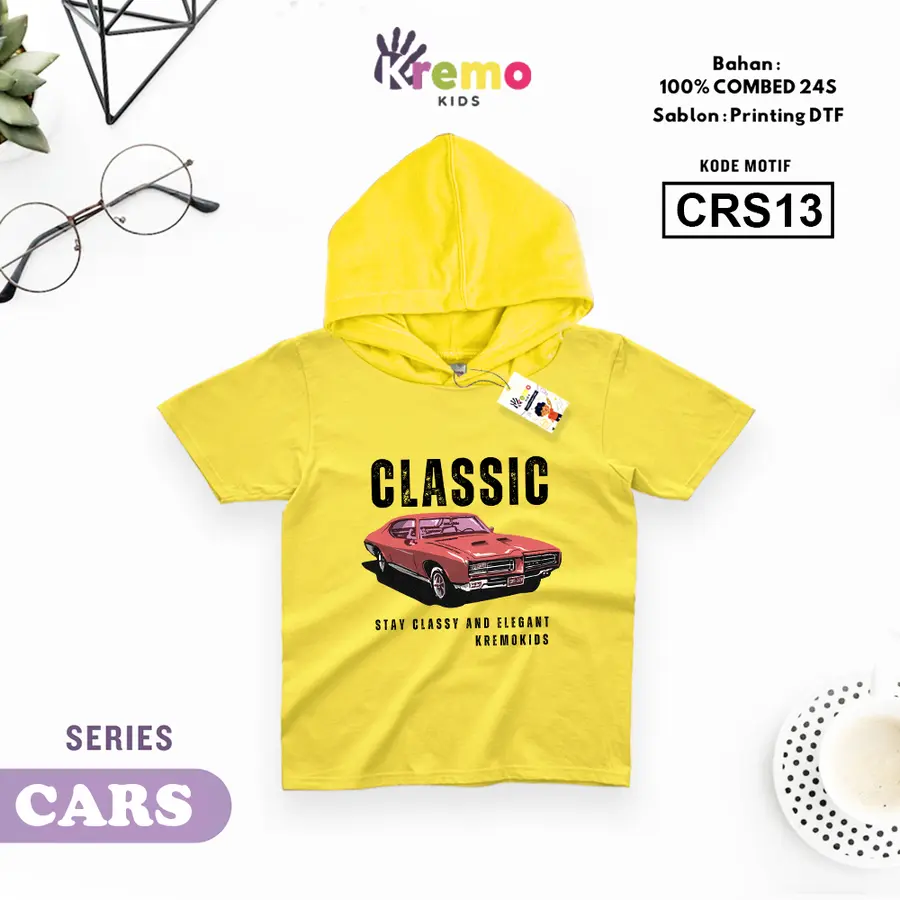 CRS13 - Hoodie Kids Combed 24s Pendek [Varian: S (3-4 y) / Biru]