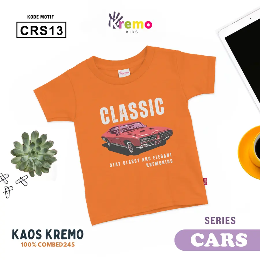 CRS13 - Kaos Kids Combed 24s Pendek [Varian: S (3-4 y) / Biru]