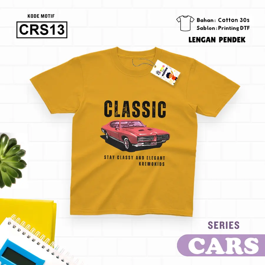 CRS13 - Kaos Kids/Junior Cotton 30s Pendek [Varian: S Kids (1-2 y) / Biru Turkish]
