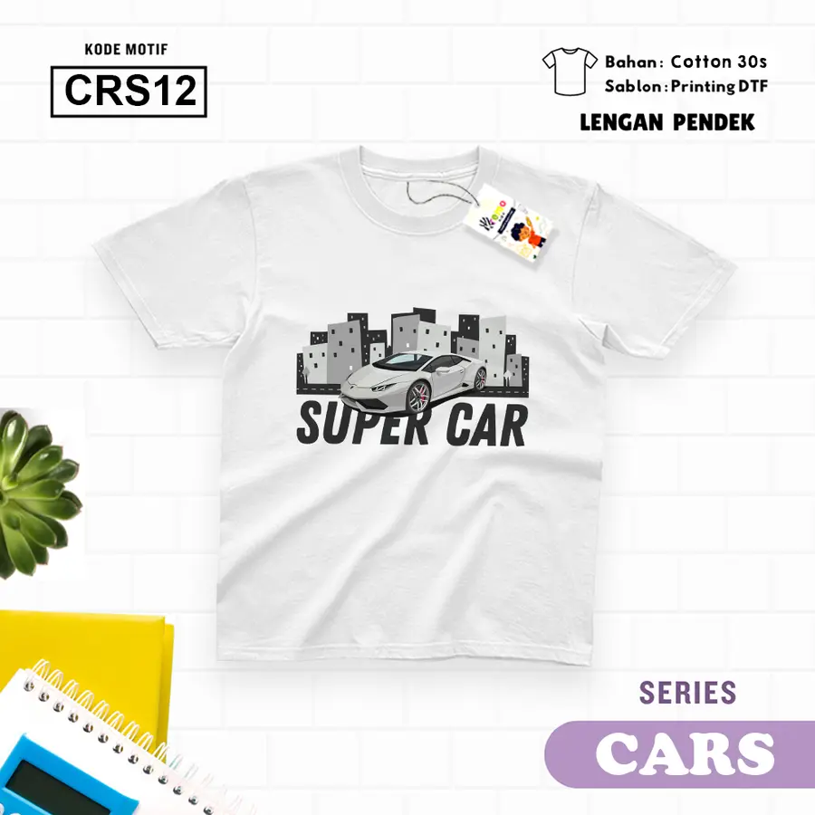 CRS12 - Kaos Kids/Junior Cotton 30s Pendek [Varian: S Kids (1-2 y) / Biru Turkish]