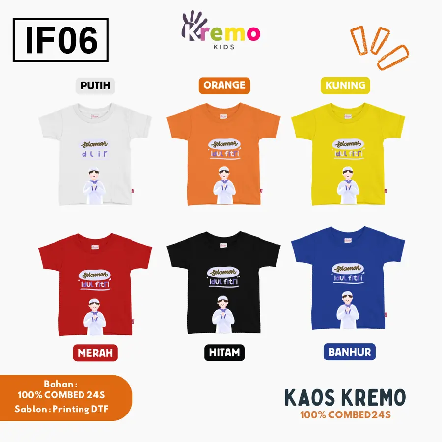 IF06 - Kaos Kids Combed 24s Pendek [Varian: S (3-4 y) / Biru]