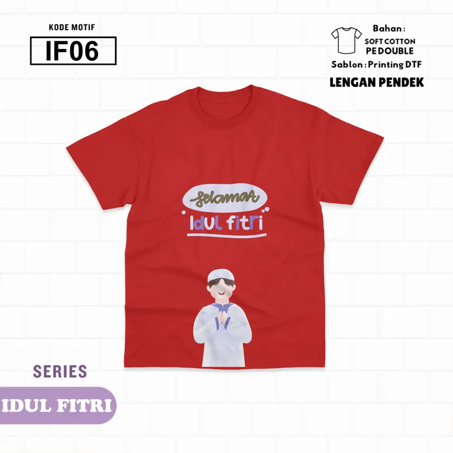 IF06 - Kaos Kids Soft Cotton Pendek [Varian: L (5-6 y) / Hitam]