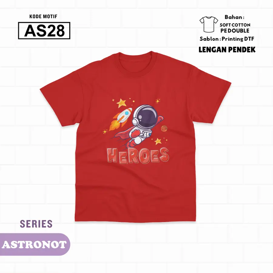 AS28 - Kaos Kids Soft Cotton Pendek [Varian: L (5-6 y) / Hitam]